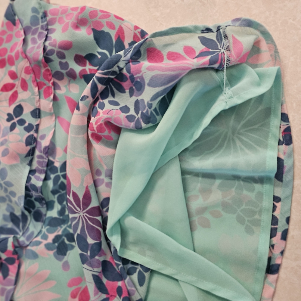 Mixit Floral Ruffle Top - Blue and Pink - Picture 5 of 7